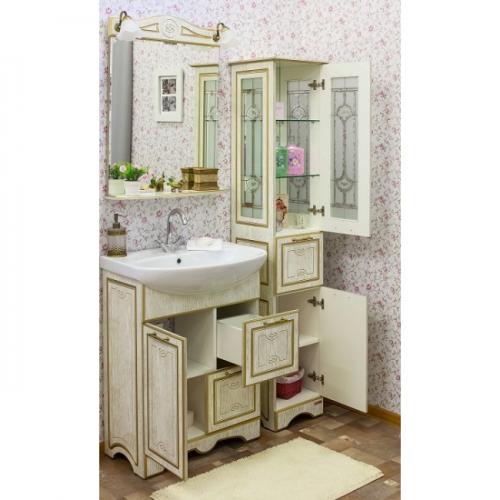 Фото Зеркало в ванную Sanflor Адель 65 белый/патина золото