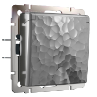 Розетка влагозащищенная с защитной крышкой и шторками Werkel Hammer W1271206 серебряный