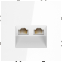 Розетка компьютерная двойная RJ45+RJ45 встраиваемая Voltum S70, белый глянцевый, VLS060201
