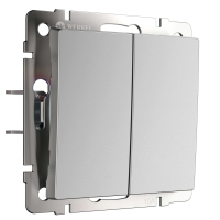 Выключатель двухклавишный с самовозвратом Werkel W1122406 серебряный