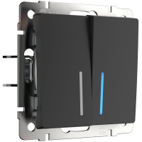 Выключатель двухклавишный проходной с подсветкой Werkel W1122108 черный матовый