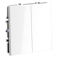 Проходной переключатель двухклавишный Voltum S70, белый глянцевый, VLS020301