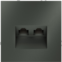 Розетка компьютерная двойная RJ45+RJ45 встраиваемая Voltum S70, титан, VLS060206