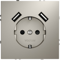 Розетка с заземлением и защитными шторками, с USB, A+A VOLTUM S70, кашемир, VLS040403