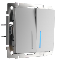 Выключатель двухклавишный с подсветкой Werkel W1120106 серебряный