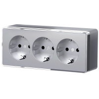 Розетка тройная с заземлением и шторками Werkel Gallant W5073106 серебряный