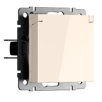 Розетка с заземлением и шторками c крышкой IP44 N Werkel W1171262 айвори матовый