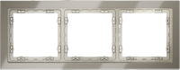 Рамка стеклянная на 3 поста Voltum S70, шелк, VLS110304