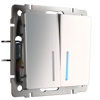 Выключатель двухклавишный с подсветкой глянцевый Werkel W1120102 никель