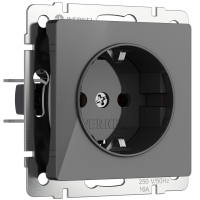Розетка с заземлением и шторками Werkel W1171144 графит акрил