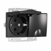 Розетка двойная влагозащищенная с защитными крышками и шторками Werkel W1172208 черный матовый