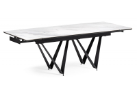 Керамический стол Notta Марвин 160(220)х90х76 белый мрамор / черный