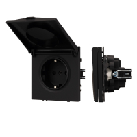 Розетка влагозащищенная с крышкой Arlight Nobe 054281 черный