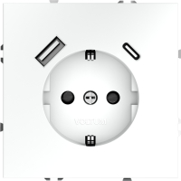 Розетка с заземлением и защитными шторками, с USB, A+С VOLTUM S70, белый матовый, VLS040502