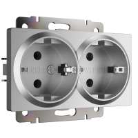 Розетка двойная с заземлением Werkel W1172065 серебряный матовый