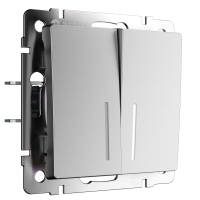 Выключатель двухклавишный с подсветкой Werkel W1120165 серебряный матовый