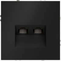 Розетка компьютерная двойная RJ45+RJ45 встраиваемая Voltum S70, черный матовый, VLS060208