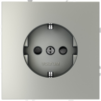 Розетка встраиваемая с заземлением и защитными шторками Voltum S70, сталь, VLS040205