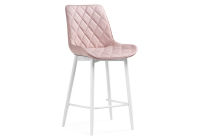 Барный стул Woodville Баодин велюр розовый / белый