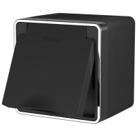 Розетка влагозащенная с защитной крышкой и шторками Werkel Gallant W5071235 черный/хром