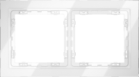 Рамка стеклянная на 2 поста Voltum S70, белый, VLS110201
