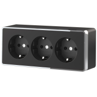 Розетка тройная с заземлением и шторками Werkel Gallant W5073135 черный/хром