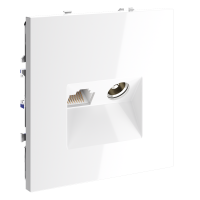 Розетка ТВ+Ethernet RJ-45 кат.6 Voltum S70 VLS060701, белый глянцевый