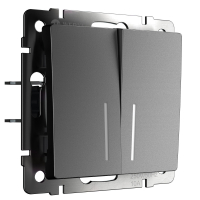 Выключатель двухклавишный проходной с подсветкой Werkel W1122164 графит матовый