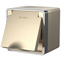 Розетка влагозащенная с защитной крышкой и шторками Werkel Gallant W5071210 шампань рифленый