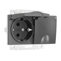 Розетка двойная влагозащищенная с защитными крышками и шторками Werkel W1172204 графит рифленый