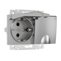 Розетка двойная влагозащищенная с защитными крышками и шторками Werkel W1172209 серебряный рифленый