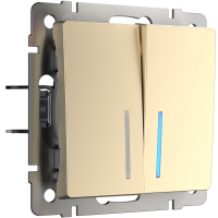 Выключатель двухклавишный с подсветкой Werkel W1120111 шампань