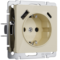Розетка с USB A+C Werkel W1171743 айвори акрил