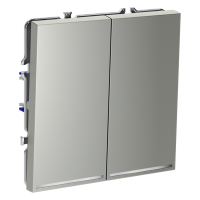 Проходной переключатель двухклавишный с подсветкой Voltum S70, сталь, VLS020405