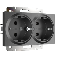 Розетка двойная с заземлением Werkel W1172004 графит рифленый