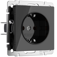 Розетка с заземлением Werkel W1171048 черный акрил