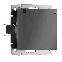 Розетка влагозащищенная с защитной крышкой N Werkel W1171204 графит рифленый