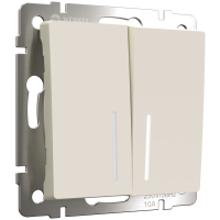 Выключатель двухклавишный проходной с подсветкой Werkel W1122162 айвори матовый