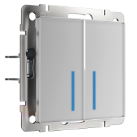 Сенсорный выключатель двухклавишный с подсветкой 1000 Вт Werkel W4520006 серебряный