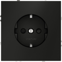 Розетка встраиваемая с заземлением и защитными шторками Voltum S70, черный матовый, VLS040208