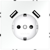 Розетка с заземлением и защитными шторками, с USB, A+A VOLTUM S70, белый матовый, VLS040402