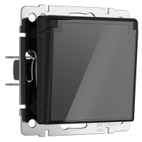 Розетка влагозащищенная с крышкой и шторками Werkel W1171248 черный акрил