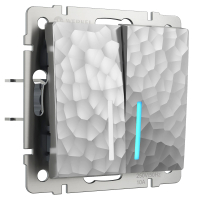 Выключатель двухклавишный с подсветкой Werkel Hammer W1220106 серебряный