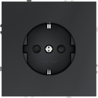 Розетка встраиваемая с заземлением и защитными шторками Voltum S70, графит, VLS040207