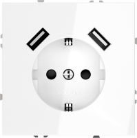 Розетка с заземлением и защитными шторками, с USB, A+A VOLTUM S70, белый глянцевый, VLS040401