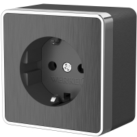 Розетка с заземлением накладная Werkel Gallant W5071004 графит рифленый