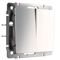 Выключатель двухклавишный проходной глянцевый Werkel W1122002 никель