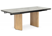 Керамический стол Woodville Монерон 180(240) calacatta gold / дуб монтана