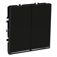 Проходной переключатель двухклавишный с подсветкой Voltum S70, черный матовый, VLS020408