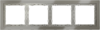 Рамка стеклянная на 4 поста Voltum S70, шелк, VLS110404